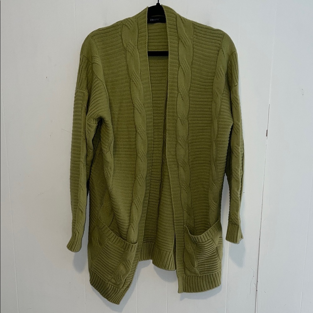 Zrozyl Women’s Cozy Olive Green Cardigan Sweater L30